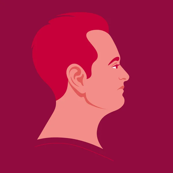 Perfil Pelirrojo Avatar Hombre Negocios Caucásico Carácter Cara Vista Lateral — Vector de stock