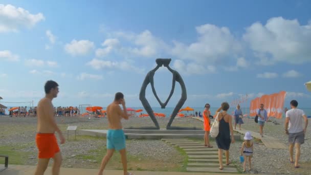 Ludzie Chodzą Morskie Wybrzeże Batumi Georgia — Wideo stockowe