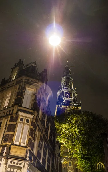 Amsterdam Niederlande Schöne Alte Gebäude Bei Nacht — Stockfoto