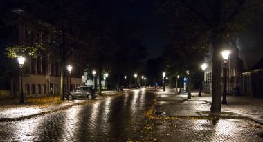 Amsterdam, Hollanda - Ocak Circa, 2017: Boş sokak gece