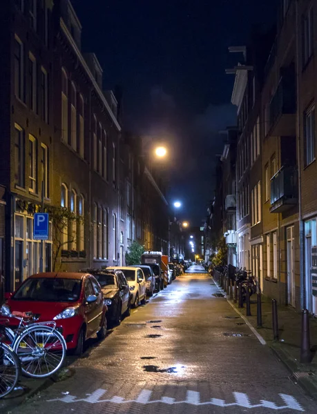 Amsterdam Nederland Januari Circa 2017 Vervoer Straat Nachts — Stockfoto