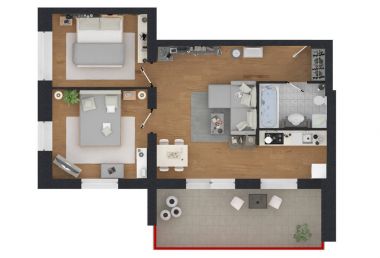 3D render döşenmiş ev daire