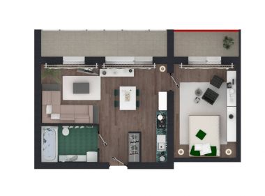 3D render döşenmiş ev daire