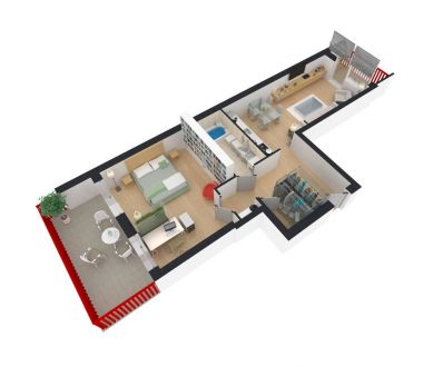 3D render döşenmiş ev daire
