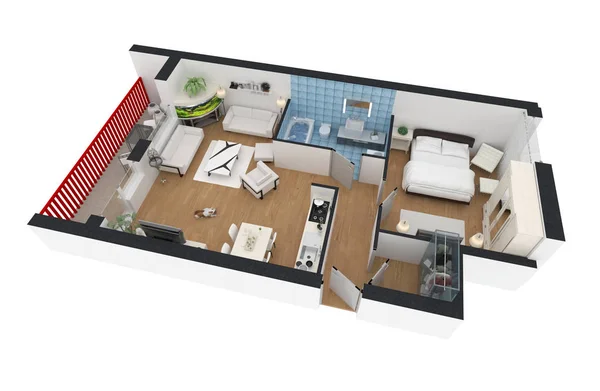 3d renderização de apartamento mobilado — Fotografia de Stock