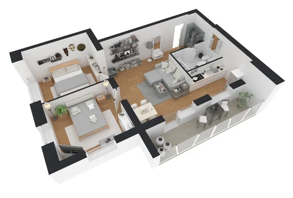 3D rendering berendezett home Apartment — Stock Fotó