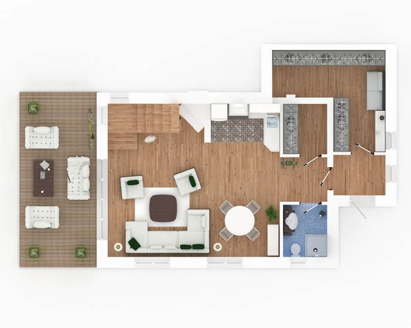 1 verdieping van gemeubileerd huis appartement-loft — Stockfoto