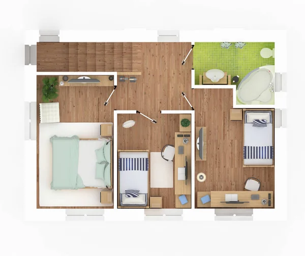 2 piso de casa amueblada apartamento loft — Foto de Stock