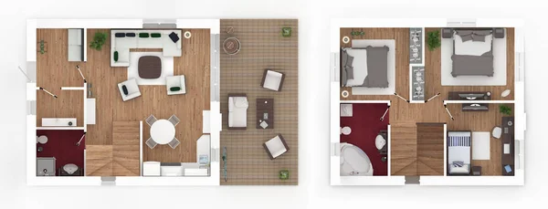1 y 2 piso de casa amueblada apartamento loft — Foto de Stock