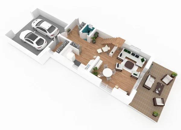 3D vykreslování domů apartmánů — Stock fotografie