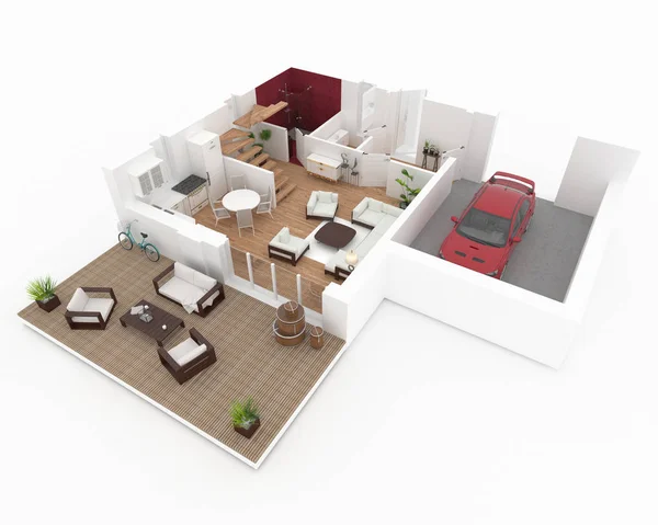 3d рендеринг меблированной квартиры — стоковое фото