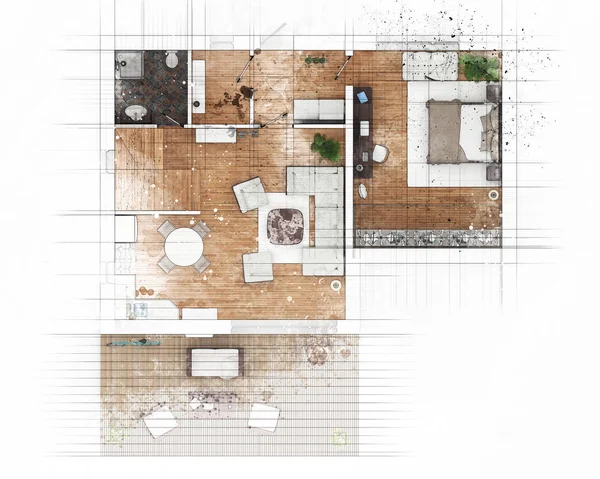 Floor plan sketch — Stock Photo, Image