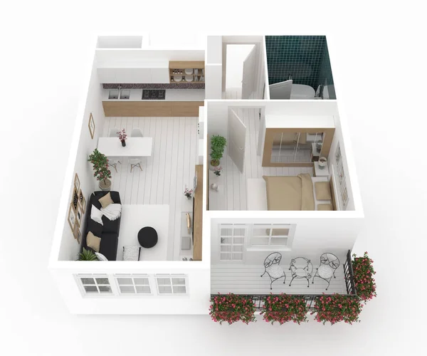 Möblierte Wohnung Illustration — Stockfoto