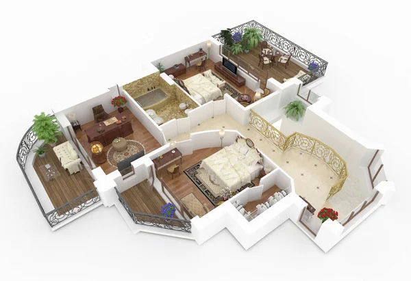 Modelo Casa Amueblada Apartamento Estilo Clásico —  Fotos de Stock