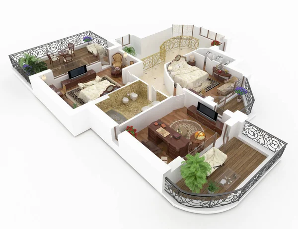 Modelo Casa Amueblada Apartamento Estilo Clásico — Foto de Stock