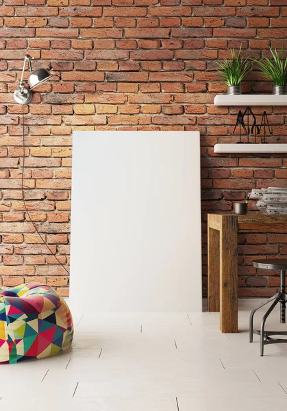 Artist Studio Empty Canvas Floor Render — Stock Photo, Image