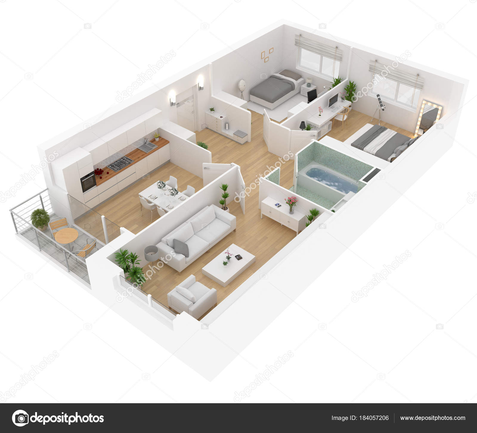  Plan  tage Vue Dessus Appartement  Int rieur  Isol  Sur Fond 