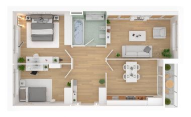 Kat planı üstten görünüm. Beyaz arka plan üzerinde izole daire iç. 3D render