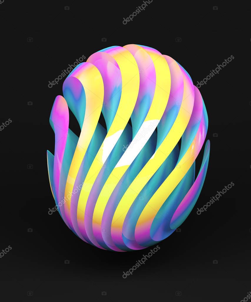 Holographic abstract shape 3d illustration
