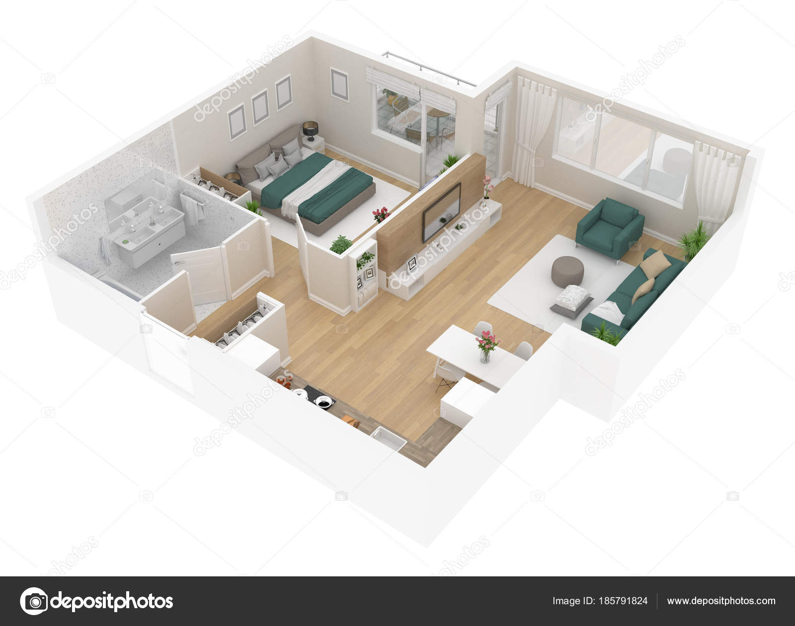 Bovenaanzicht Van Plattegrond Appartement Interieur Geïsoleerd Een ... Bovenaanzicht Van Plattegrond Appartement Interieur Geïsoleerd Een ...