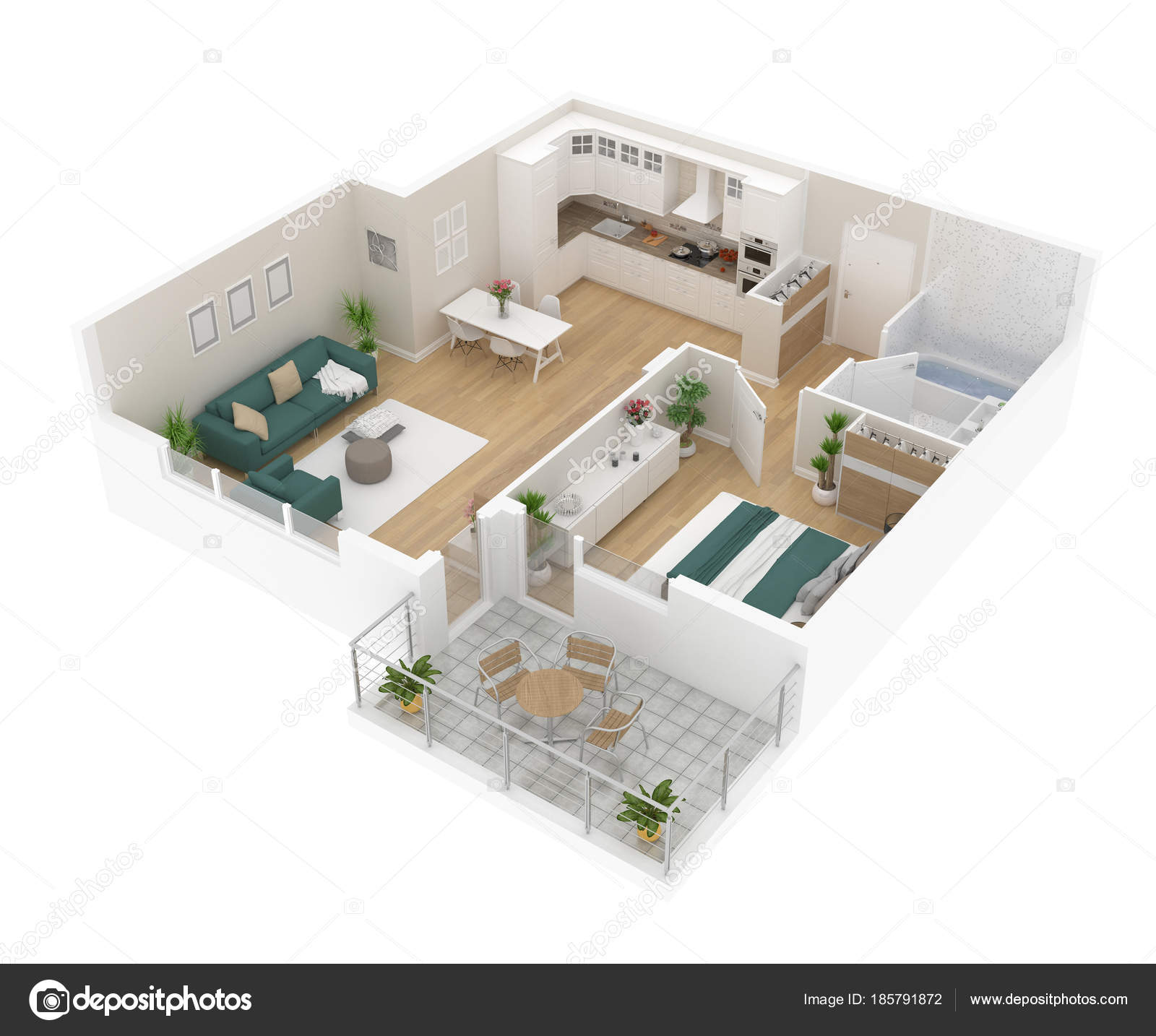 Bovenaanzicht Van Plattegrond Appartement Interieur Geïsoleerd Een ... Bovenaanzicht Van Plattegrond Appartement Interieur Geïsoleerd Een ...