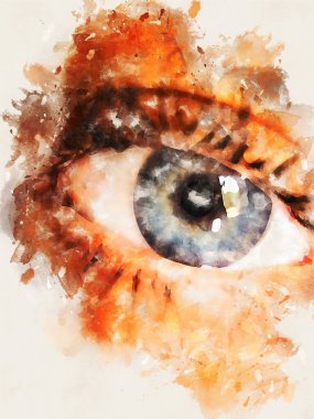 Kadın göz, suluboya resim
