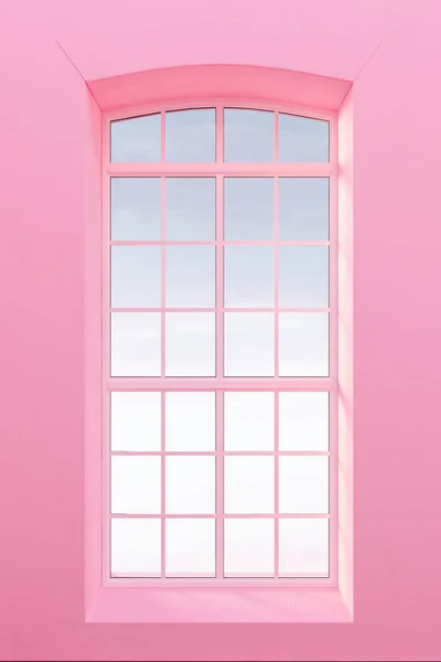 Weergave Formuliervenster Pastel Parel Roze Muren Render — Stockfoto
