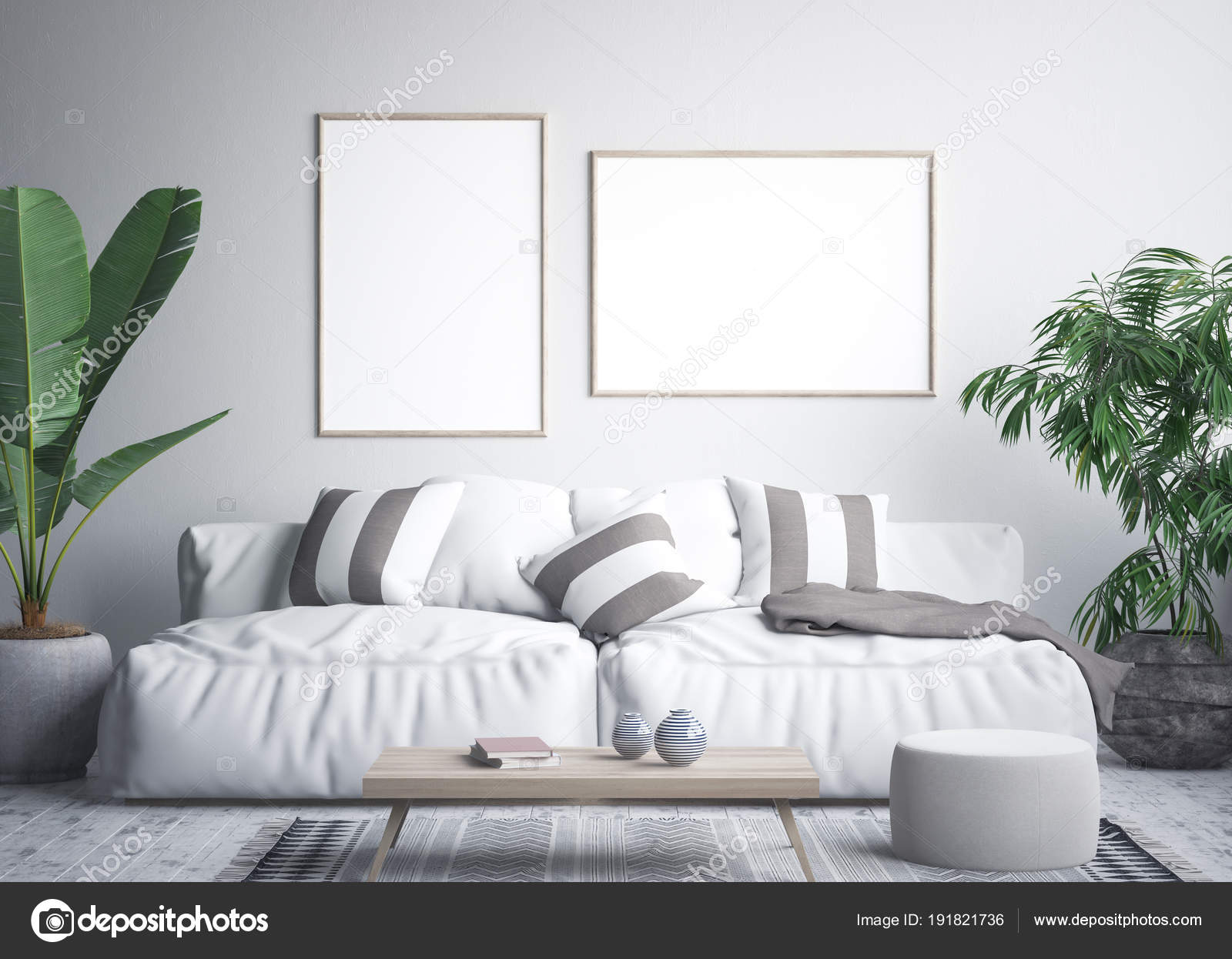 Mock Verlichte Wissellijst Tropisch Interieur Achtergrond Render ... Mock Verlichte Wissellijst Tropisch Interieur Achtergrond Render ...