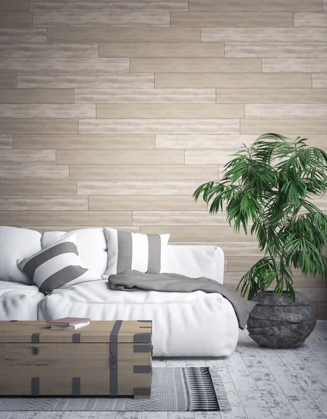 Tropical interior background, 3D render
