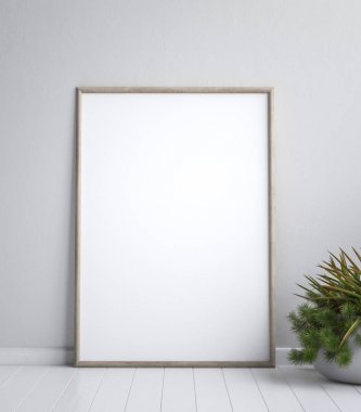 Alay poster çerçevesi, iç mimari, İskandinav tasarım, 3d render.