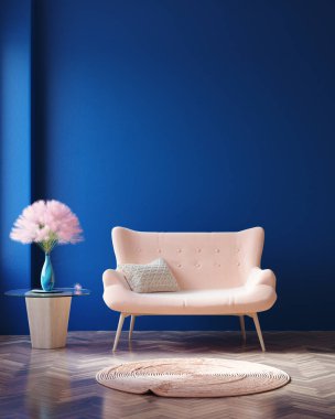 2020 Yılının Klasik Mavi Rengi İç tasarım 3D