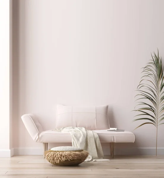 Minimalist Modern Living Room Interior Background Scandinavian Style Render — Stock Photo, Image