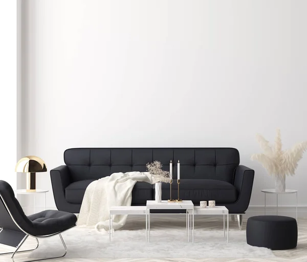 Minimalist Modern Living Room Interior Background Render — Stock Photo, Image