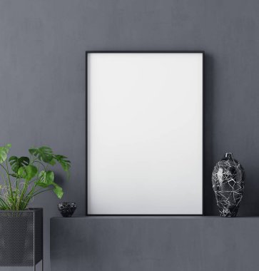 Poster dekor ile maket yakın, 3d render