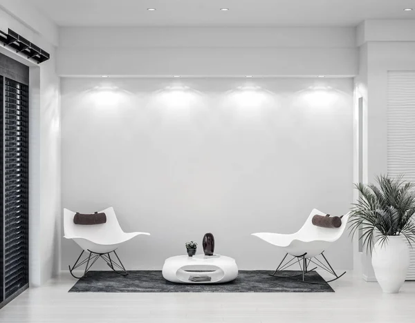 Modern White Home Interior Living Room Area Render — Stock Photo, Image