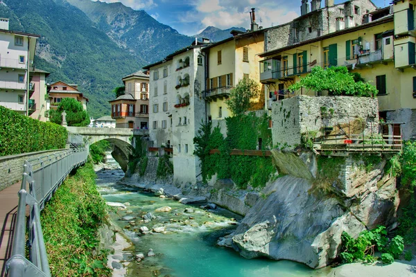 Chiavena at old bridge in Italy — Stock Photo, Image