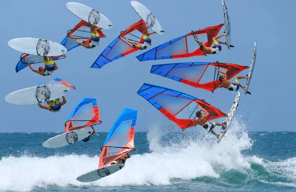 Časová prodleva windsurfingu skákání — Stock fotografie