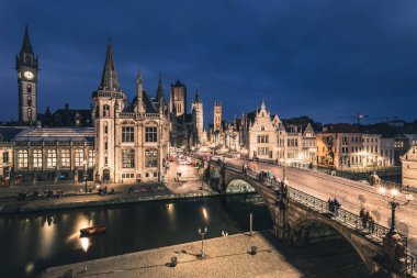 Gent kent, Belçika, Avrupa'nın leie Nehri üzerinde 