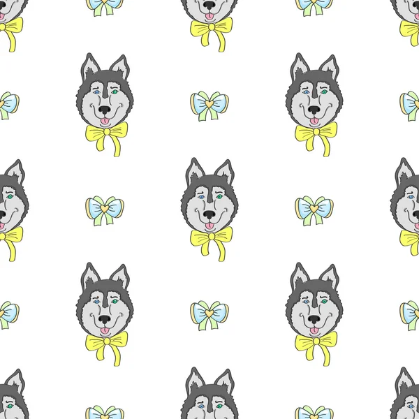 Seamless pattern with cute dogs. Vector illustration with funny puppies. — Stock Vector