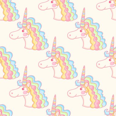 Pembe unicorn ile büyülü seamless modeli. Şirin arka plan.