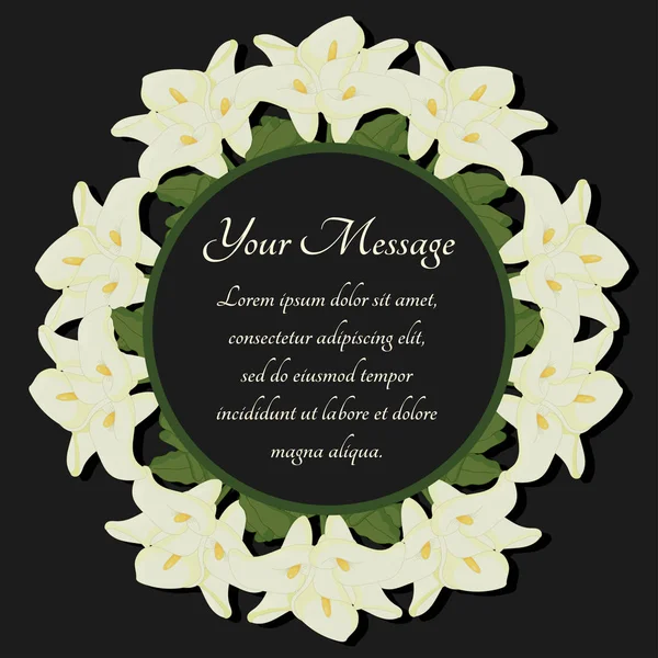 Begrafenis frame. Rouw illustratie met bloemen calla lelies. — Stockvector