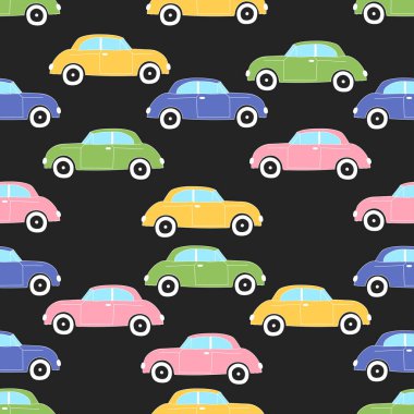 Arabalı arka planını renklendirin. Otomobil ile desen. 