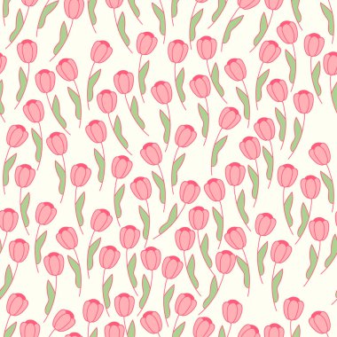 Pembe Lale ile şirin seamless modeli 