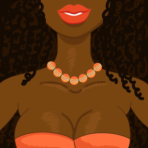 흑인 섹시 한 소녀입니다. 여성 아바타. — 스톡 벡터