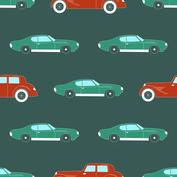 Patrón de transporte con coches retro . — Vector de stock