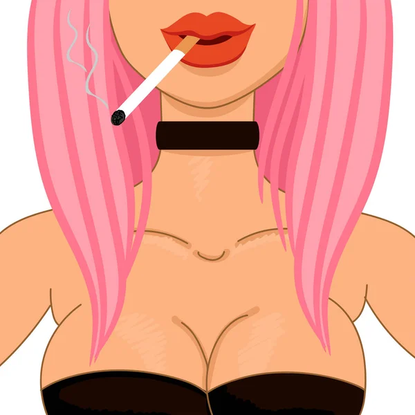 Sexy Mädchen Avatar. Frau mit rosa Haaren. — Stockvektor