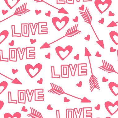 Aşk, ok ve kalpleri ile güzel seamless modeli.