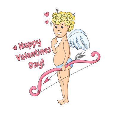 Çizgi film vektör çizim ile aşk tanrısı. Mutlu St. Valentine's Day. Aşk.