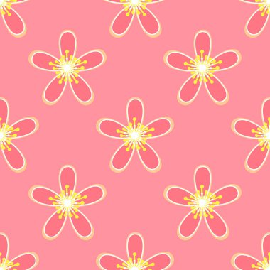 El ile Seamless Modeli çiçek pembe bir arka plan üzerinde çizilmiş.. 