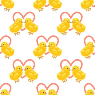 Mutlu paskalyalar. Beyaz bir arka plan üzerinde hem piliçle seamless modeli. 